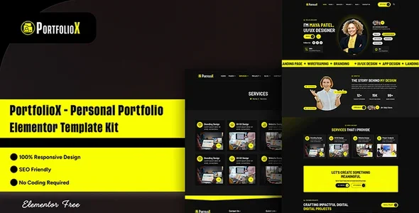 PortfolioX - Personal Portfolio Elementor Template Kit