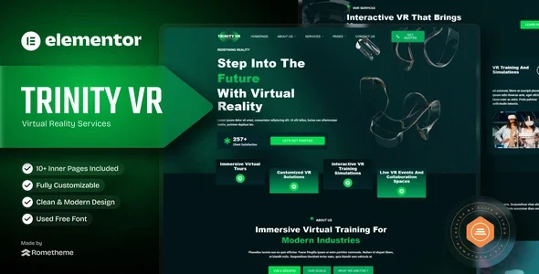 TrinityVR - Virtual Reality Services Elementor Template Kit
