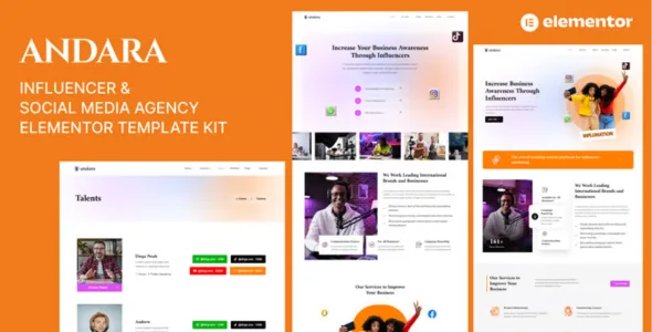 Andara - Influencer & Social Media Agency Template Elementor