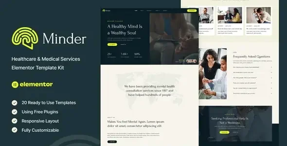 Minder - Mental Health & Therapy Elementor Template Kit